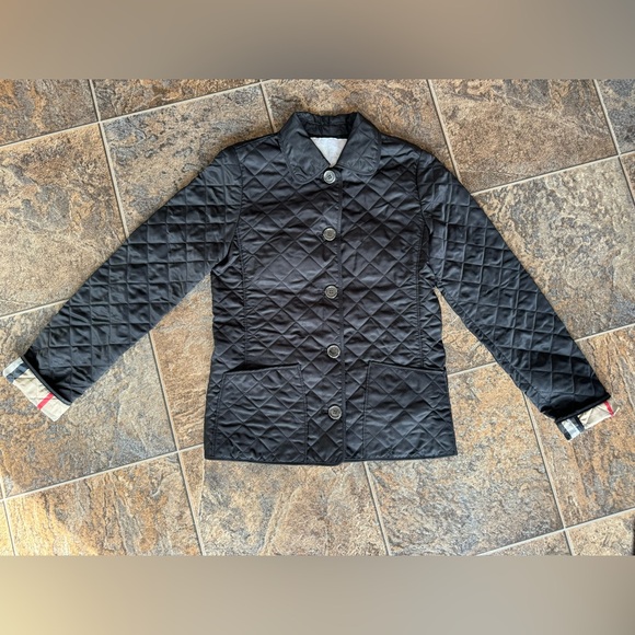Burberry Children Quilted Lightweight Jacket- Black/Check Print, Big Kid’s 12Y - Picture 1 of 9